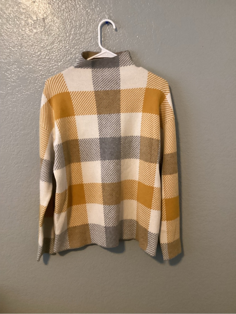 Tahari Mustard Plaid Turtleneck Sweater -